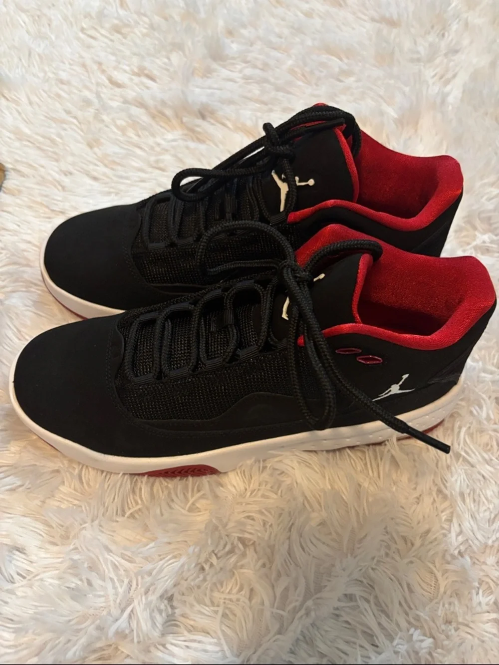 Jordan Black and Red Low-Top Basketball Sneakers